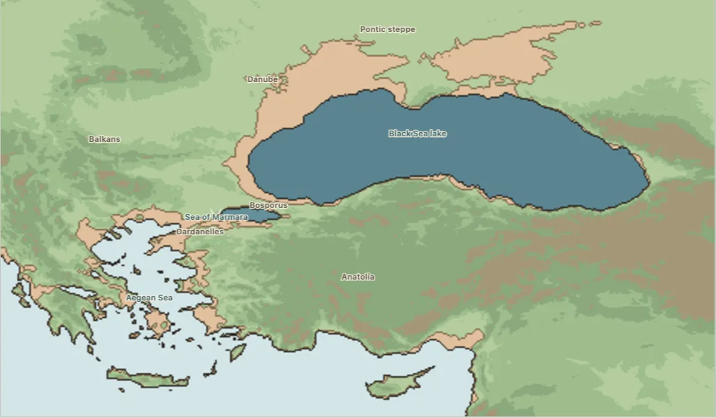 Map of the Black Sea, Marmara and their narrow connecting straits
