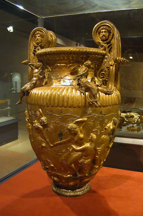 The Derveni krater, a large bronze vessel with Dionysiac decoration.