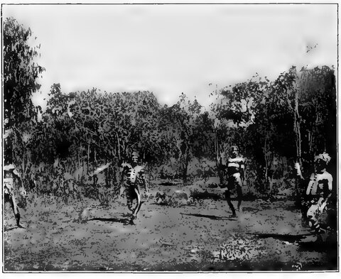 A Larrakia man swings the bullroarer during initiation.