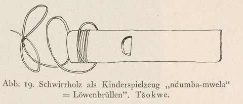 Baumann’s drawing of a Chokwe toy roarer.
