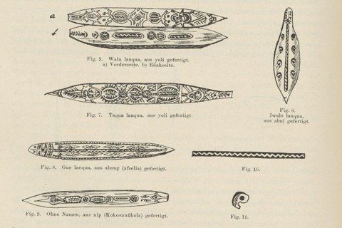 Named balum bullroarers of the Bukaua, across the Huon Gulf from Siboma.