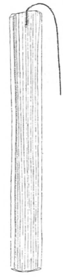 The waimí kerambú itself: a bamboo lamina about 20 × 3 cm, pierced at one end and whirled on a two-metre cord.