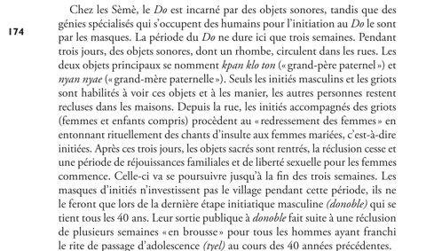Fournier and Devineau on the Sèmè Do: sound objects, a bullroarer among them, in the streets.