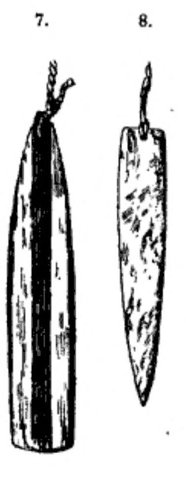 Two Dakka langa, 27 and 19.5 cm, wood, drawn for Frobenius's 1913 volume.