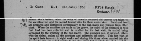 Gunn's page on aka'a: the bull-roarer whirs as the recalled spirit arrives.