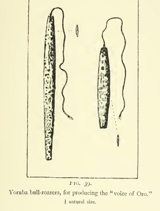 Yoruba Oro bull-roarers figured by Haddon (1898).
