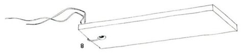 Hassan's drawing of a long, flat rectangular Iraqi rhombe with a cord tied through a hole near one end.