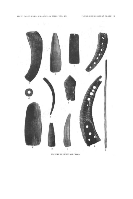 Loud and Harrington's complete Plate 15, ‘Objects of horn and wood’; the horn pendant is fig. c.