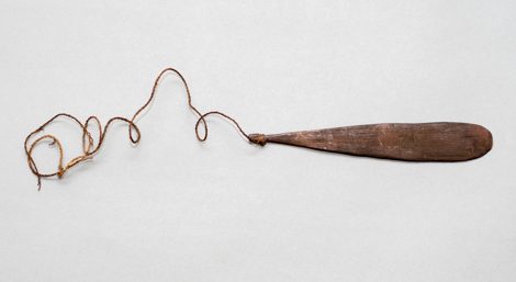Masingara (Gizra) spatulate bull-roarer, Western Province, PNG — British Museum, Oc1906,1013.152.a (Daniels Expedition).