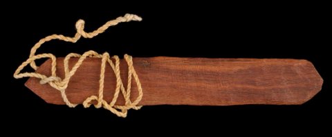 Bassari akotikoti from Etyolo, Senegal; wooden blade with cotton cord.