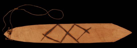 A pyro-engraved Bamba child’s roarer, Gabon (quai Branly)