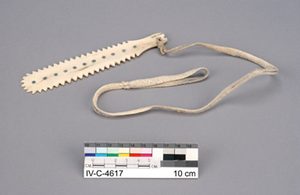 Simon Kirnik's polar-bear-bone blade, Gjoa Haven, 1975.