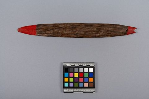 A third sova from the same gift, painted red at both ends.