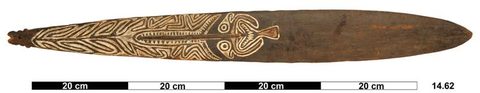 An Orokolo roarer of the same Elema hevehe world; Williams never figured Uaripi's nine rubu.