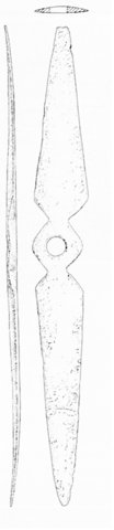 The twisted bone blade from grave 520, Pottenbrunn: face, edge and section (Ramsl 2003).