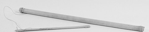 Bamboo toy bullroarer with cord and handstick, Kolkata; Pitt Rivers 1924.42.7.