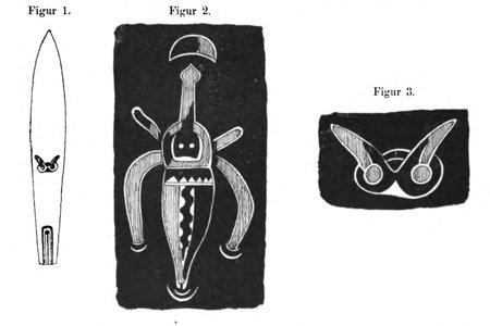 Conservator E. Krause's three zincographs of Berlin's Schwirrholz VI 10 342, passed around the Anthropological Society in May 1888 — Fig. 1 the...