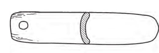 Beifudi (Phase 1, sacrificial ground J:87) — end-pierced jade slat, 玉匕
