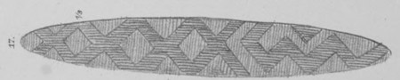 Schmeltz's Plate IV, fig. 17: the Sherlock-district blade, 82.6 cm of crossing zigzag bands.
