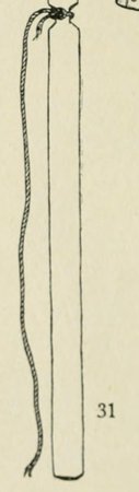 Yuracaré bull-roarer, a narrow corded blade drawn in outline with its cord knotted through the top — the documented culture, from this entry's...