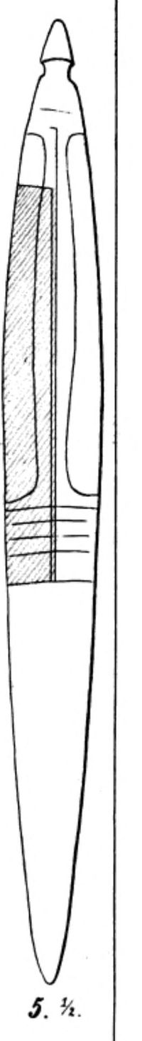 Finsch's fig. 5: the plain pointed companion blade with a knobbed grip, drawn at half scale.