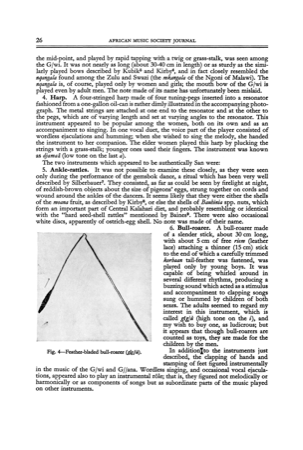 G/wi–G//ana gig/u with handle, leather tether, and feather-tipped rotor; Nurse 1972, fig. 4.