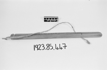 Bamboo bullroarer from the Jainta and Khasi Hills, Pitt Rivers Museum 1923.85.447.