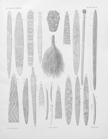 Representative—not this record’s object: a herringbone-carved Aboriginal Australian bullroarer from the Wereldmuseum.