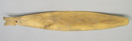 Ethnologisches Museum VI 57792: a carved Middle Sepik blade with a terminal hole and fishtail end.